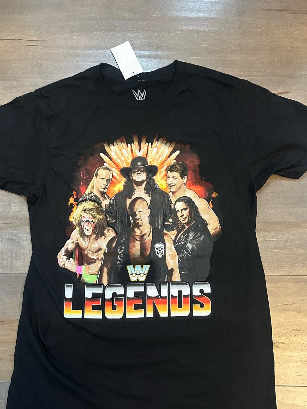 WWE Black Tee with Multicolor Legends Graphic - Picture 2 of 5